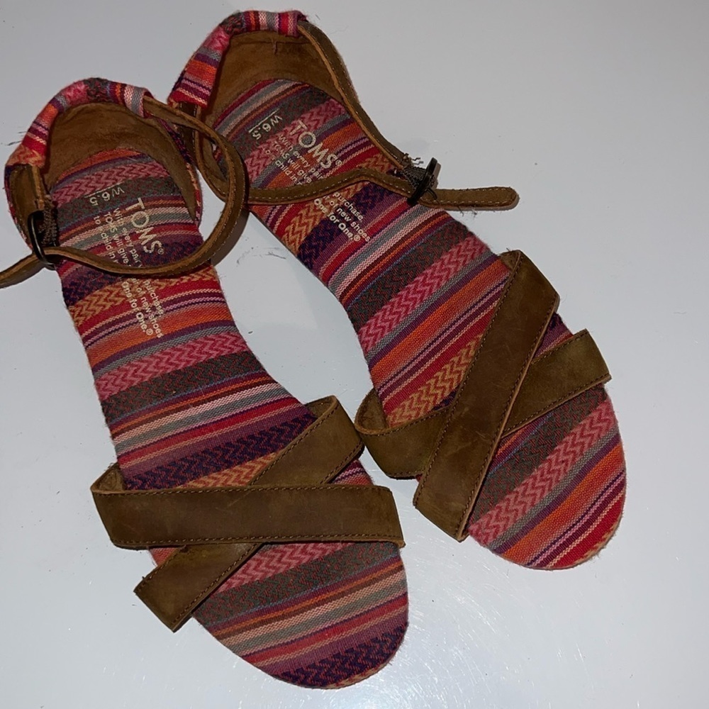 TOMS Brown Strap Sandals 6.5
